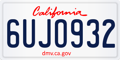 CA license plate 6UJO932