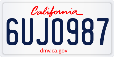 CA license plate 6UJO987