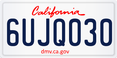 CA license plate 6UJQ030