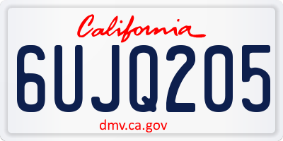 CA license plate 6UJQ205