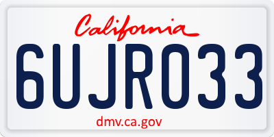 CA license plate 6UJR033