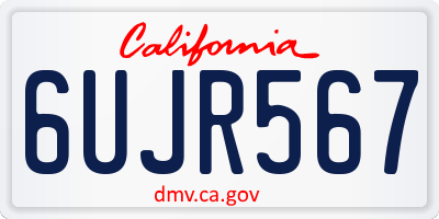 CA license plate 6UJR567
