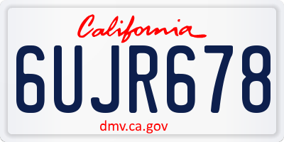 CA license plate 6UJR678