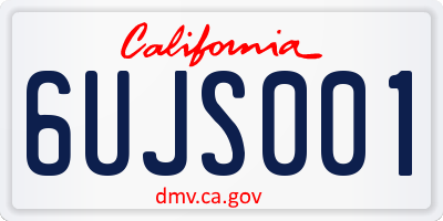CA license plate 6UJS001