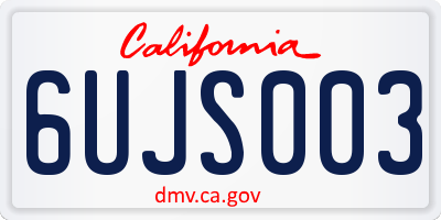 CA license plate 6UJS003