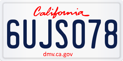 CA license plate 6UJS078