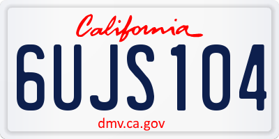 CA license plate 6UJS104