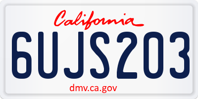 CA license plate 6UJS203
