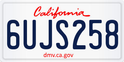 CA license plate 6UJS258