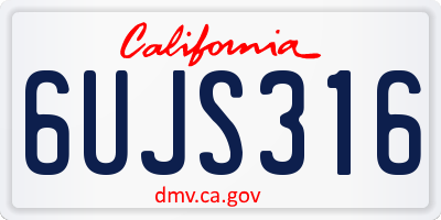 CA license plate 6UJS316
