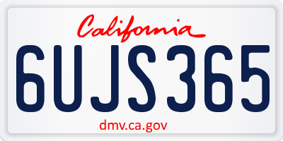 CA license plate 6UJS365