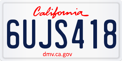 CA license plate 6UJS418