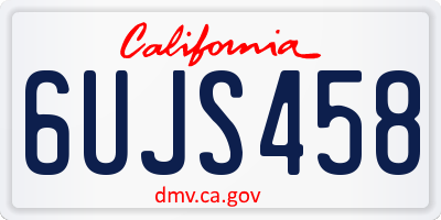 CA license plate 6UJS458