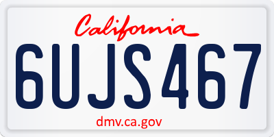 CA license plate 6UJS467