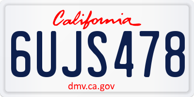 CA license plate 6UJS478