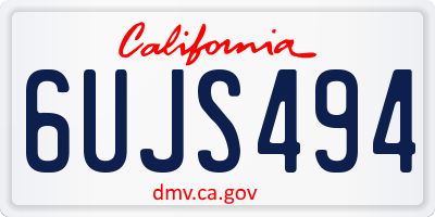 CA license plate 6UJS494