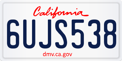 CA license plate 6UJS538