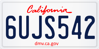 CA license plate 6UJS542