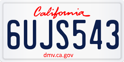 CA license plate 6UJS543