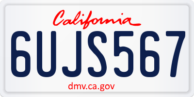 CA license plate 6UJS567