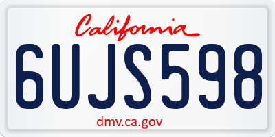 CA license plate 6UJS598