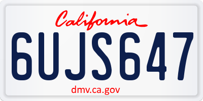 CA license plate 6UJS647