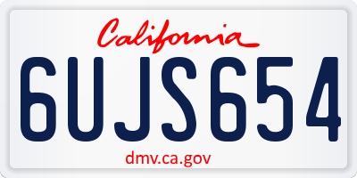 CA license plate 6UJS654