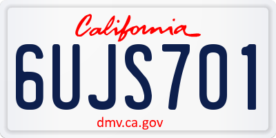 CA license plate 6UJS701