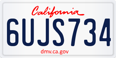 CA license plate 6UJS734