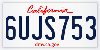 CA license plate 6UJS753