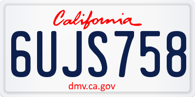 CA license plate 6UJS758