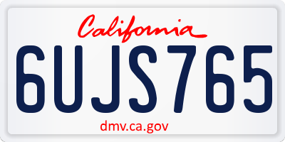 CA license plate 6UJS765
