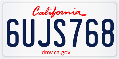 CA license plate 6UJS768