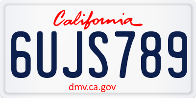 CA license plate 6UJS789