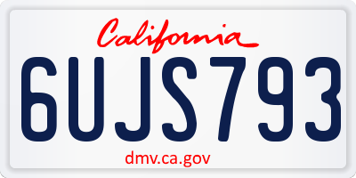 CA license plate 6UJS793