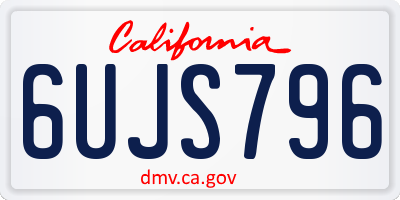 CA license plate 6UJS796