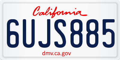 CA license plate 6UJS885