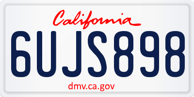 CA license plate 6UJS898