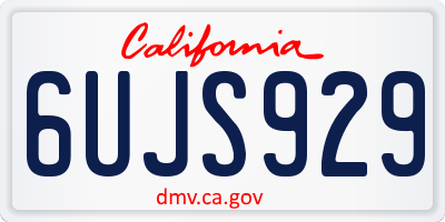 CA license plate 6UJS929