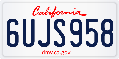 CA license plate 6UJS958