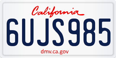 CA license plate 6UJS985