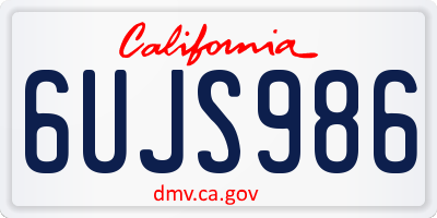CA license plate 6UJS986