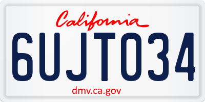 CA license plate 6UJT034
