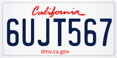 CA license plate 6UJT567
