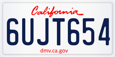CA license plate 6UJT654