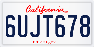 CA license plate 6UJT678