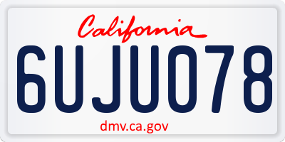 CA license plate 6UJU078