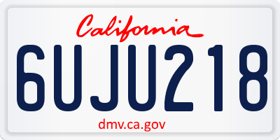 CA license plate 6UJU218