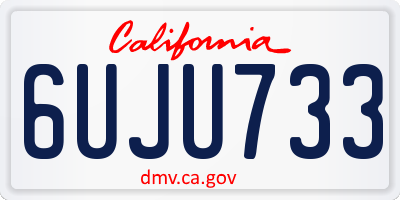 CA license plate 6UJU733