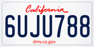 CA license plate 6UJU788